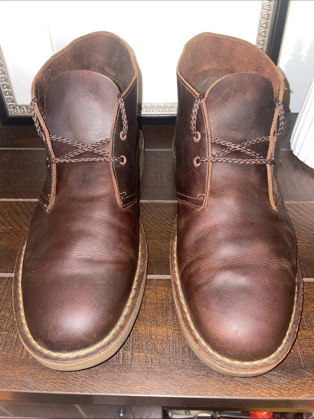 Clarks Bushacre II Men's Dark Brown Leather Chukka Dessert Boots Size 10.5 M